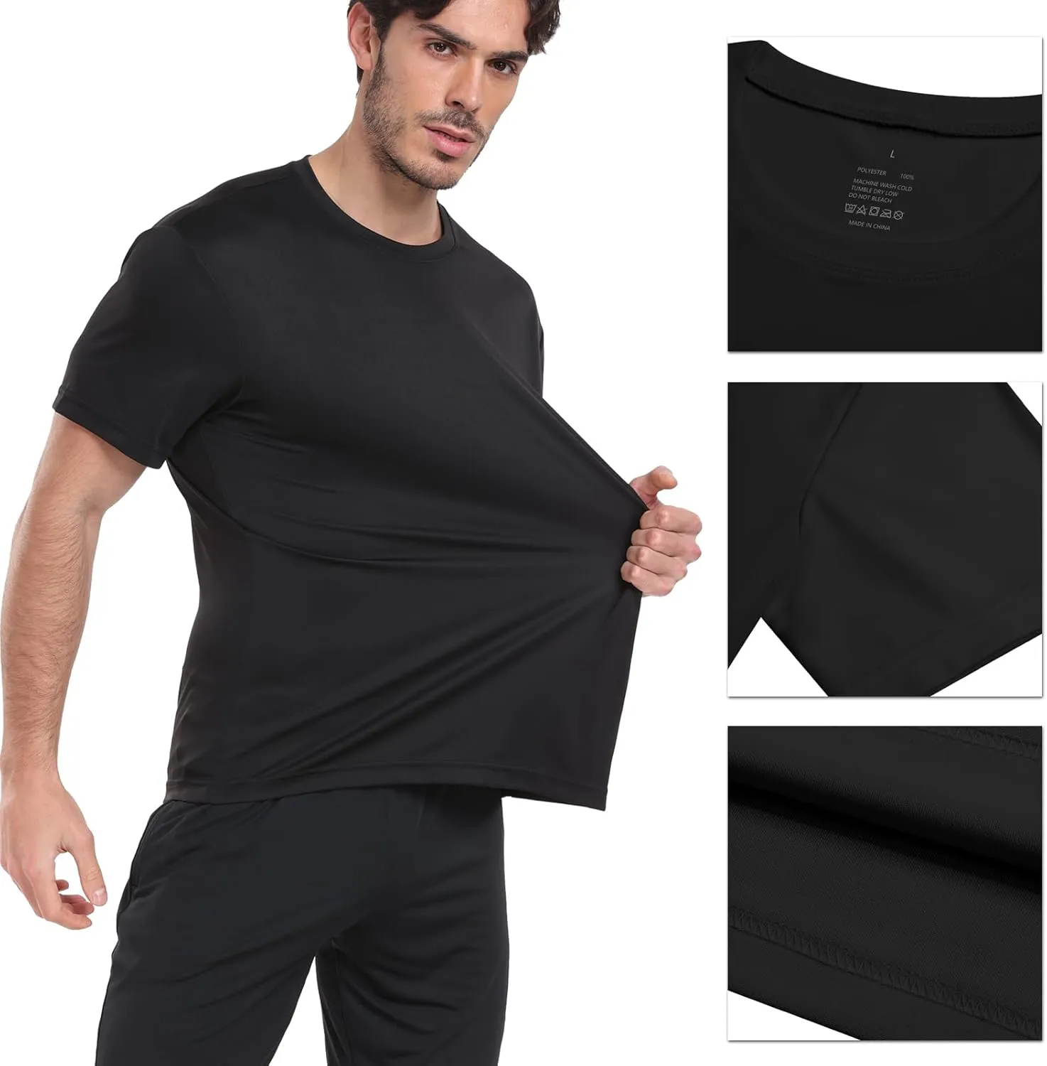 1/5 Pack Workout Shirts for Men Athletic Running Gym Quick Dry Short Sleeve Performance Moisture Wicking T Shirt