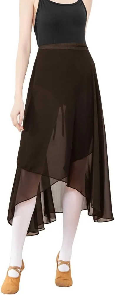 Adult Long Flowy Sheer Chiffon Wrap Scarf Midi Skirt for Ballet Dance Skate Performance