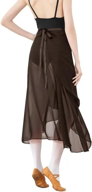 Adult Long Flowy Sheer Chiffon Wrap Scarf Midi Skirt for Ballet Dance Skate Performance