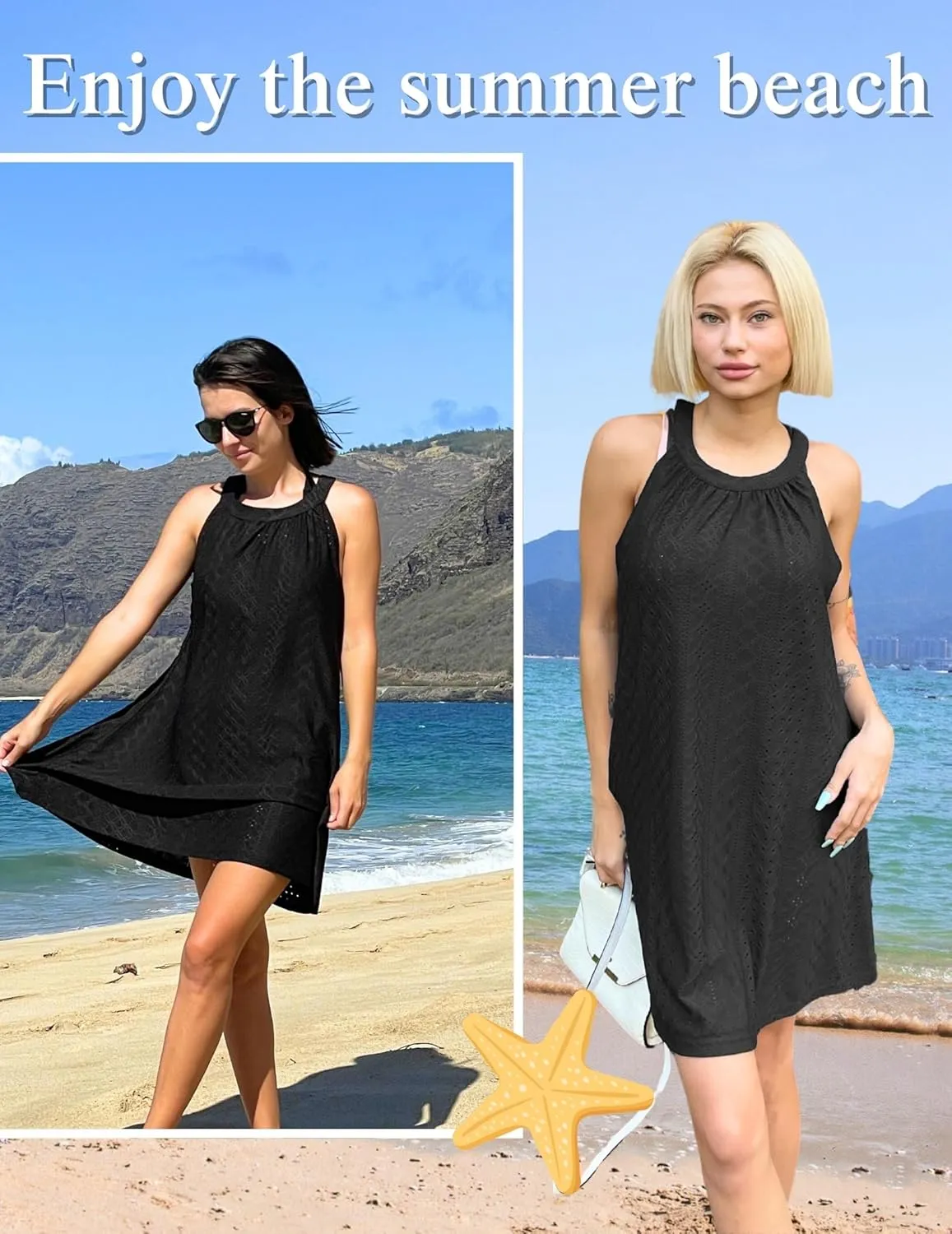AI'MAGE Womens Swimsuit Cover Up Hollow Out Crochet Coverups Sleeveless Beach Dress Tank Bikini Cover Ups S-3XL