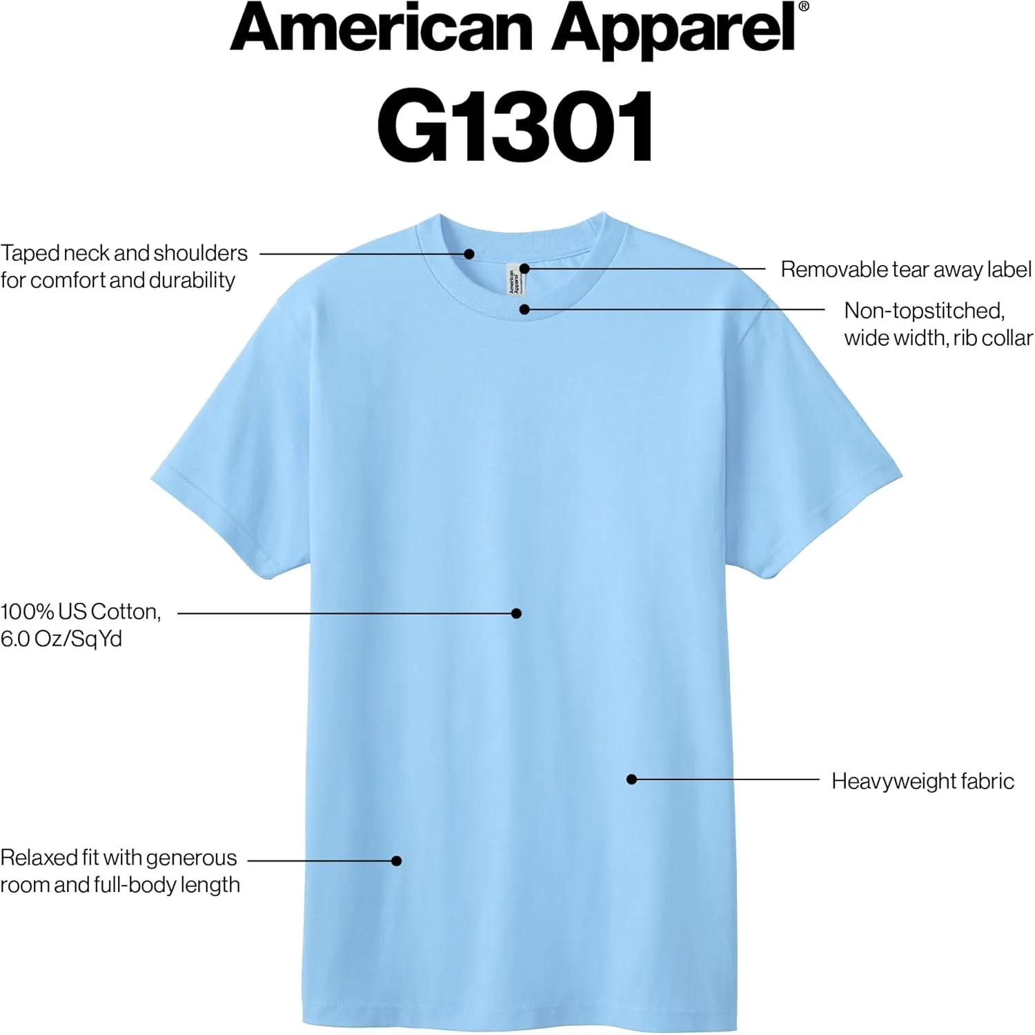 American Apparel Adult Heavyweight Cotton T-Shirt, Style G1301/G1301GD, Multipack