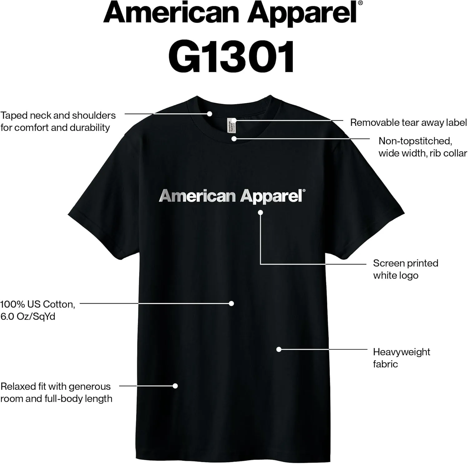 American Apparel Adult Heavyweight Cotton T-Shirt, Style G1301/G1301GD, Multipack