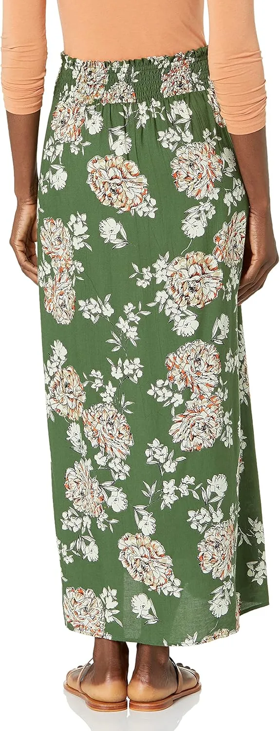 Angie Women's Faux Wrap Maxi Skirt with Smocked Waist