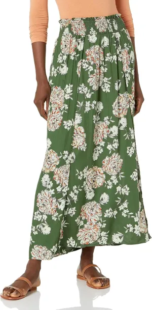 Angie Women's Faux Wrap Maxi Skirt with Smocked Waist