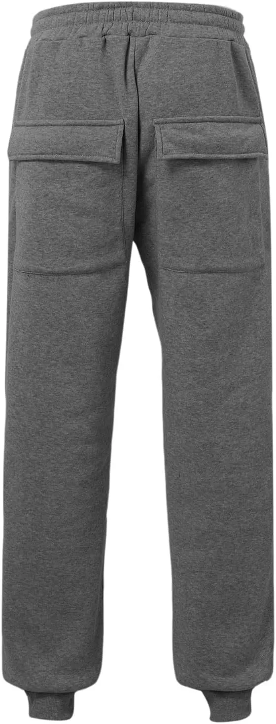 Baggy Cargo Sweatpants for Men Drawstring Waist Fleece Lined Joggers with Pockets Athletic Workout Pants Trousers