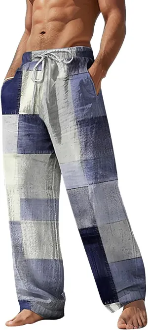 Baggy Linen Boho Yoga Casual Drop Crotch Trouser Elastic Waist Beach Pants Men Cotton Baggy Hippie Yoga Harem Pants
