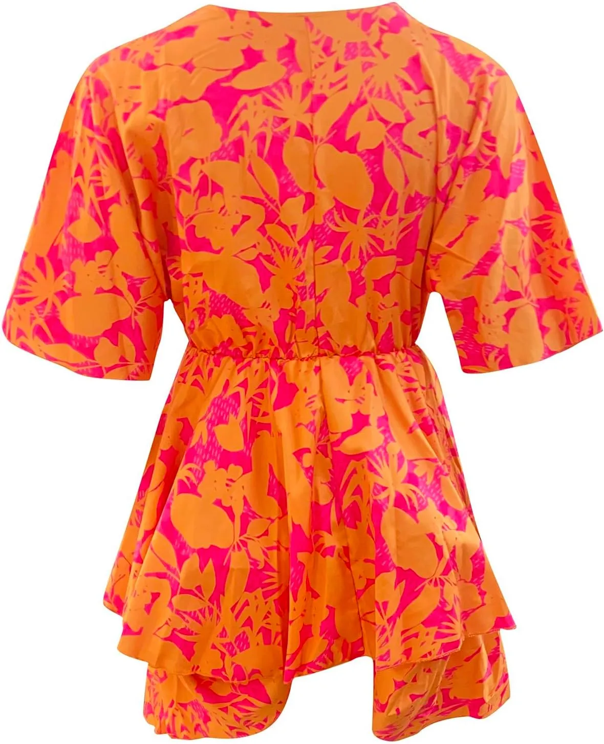 Beach Dresses for Women Vacation Short Batwing Sleeve V Neck Summer Trendy Dress Ruffle Boho Mini Sundress
