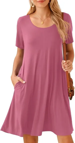 BELAROI Womens Plus Size Casual Dresses Summer Tshirt Dress Swing Short Sleeve Vacation Beach Coverup