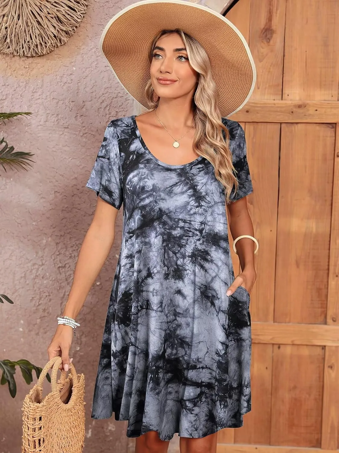 BELAROI Womens Plus Size Casual Dresses Summer Tshirt Dress Swing Short Sleeve Vacation Beach Coverup