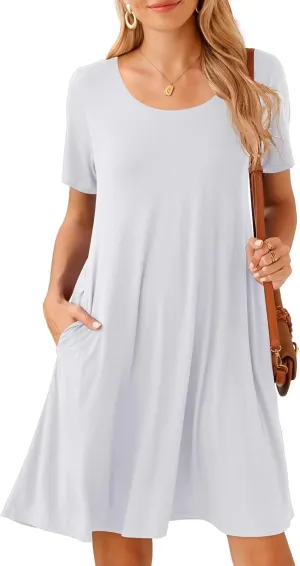 BELAROI Womens Plus Size Casual Dresses Summer Tshirt Dress Swing Short Sleeve Vacation Beach Coverup