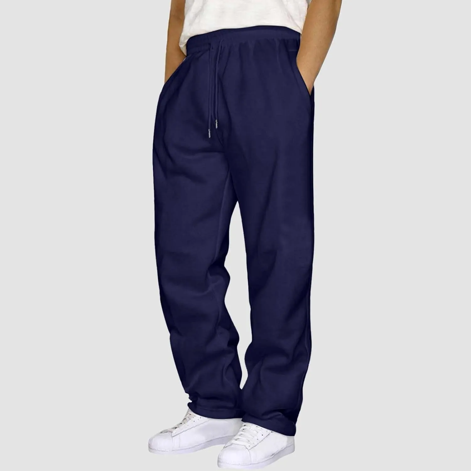 BIFUTON Joggers for Men,Mens Sweatpants with Pockets Solid Color Lace Up Straight Leg Athletic Pants Loose Fit Work Pants