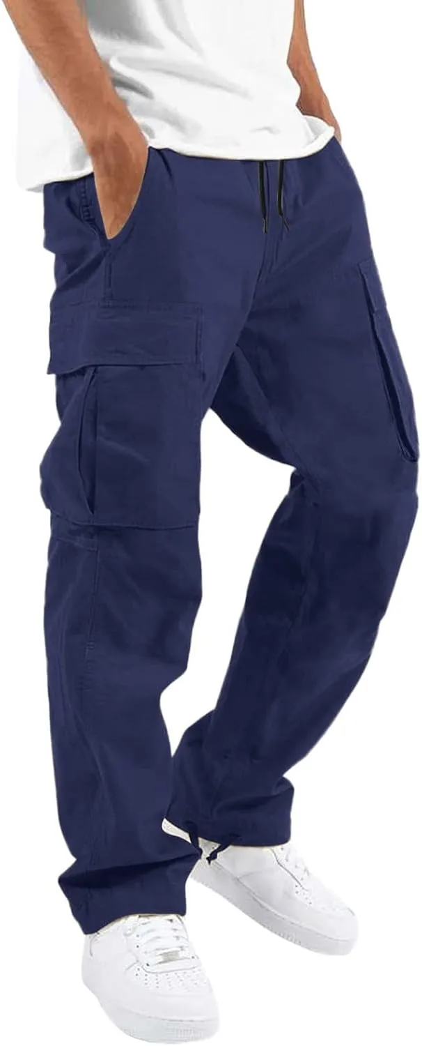 Big and Tall Cargo Pants for Men Sweatpants for Men Hiking Pants with 6 Pocket Lightweight Casual Sports Baggy Jogger