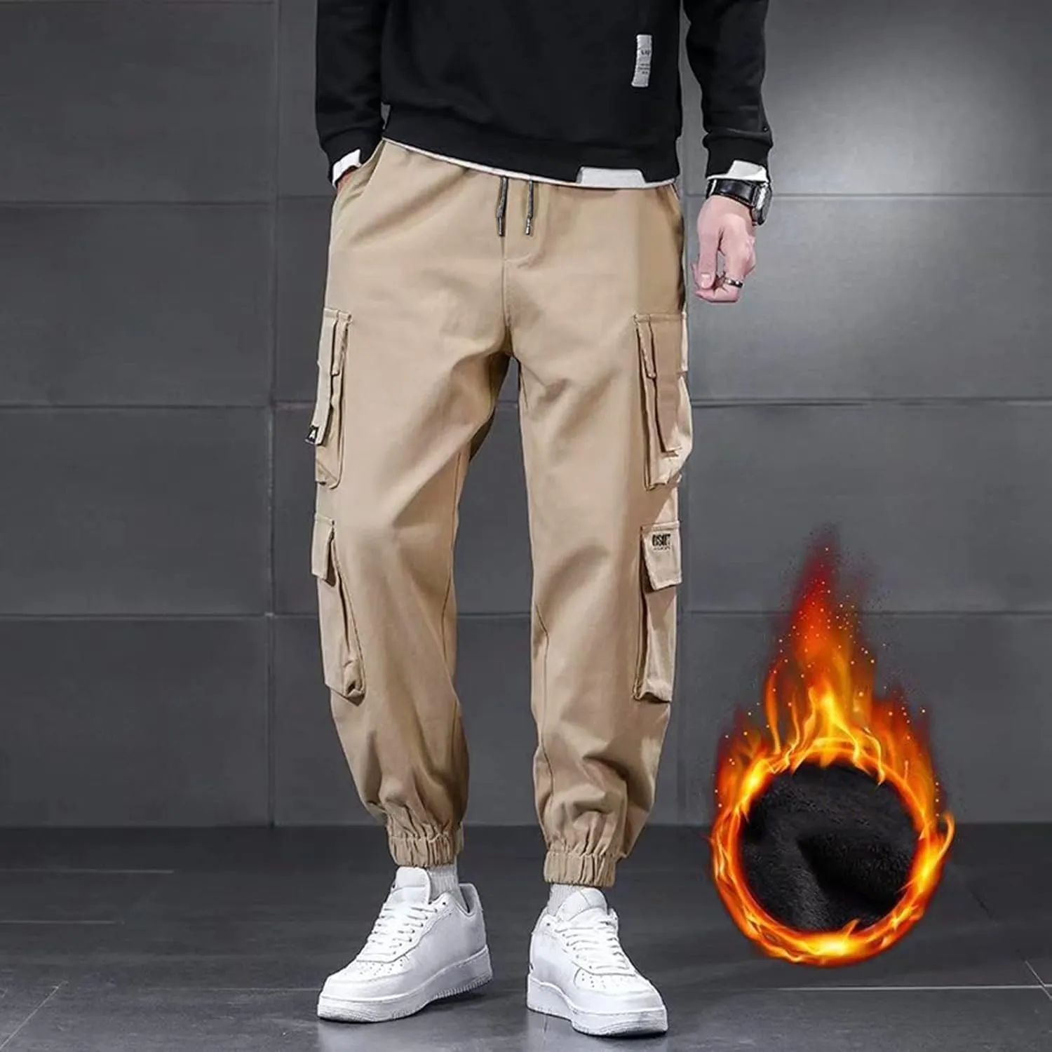 Big and Tall Sweatpants for Men Sweatpants Fleece Lined with Elastic Waistband Fleeced Cargo Pants Cargo Pants for