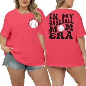 BLANCHES Plus Size Baseball Shirt Women in My Baseball Mom Era Graphic Tee Game Day T-Shirt Softball Mom Tops