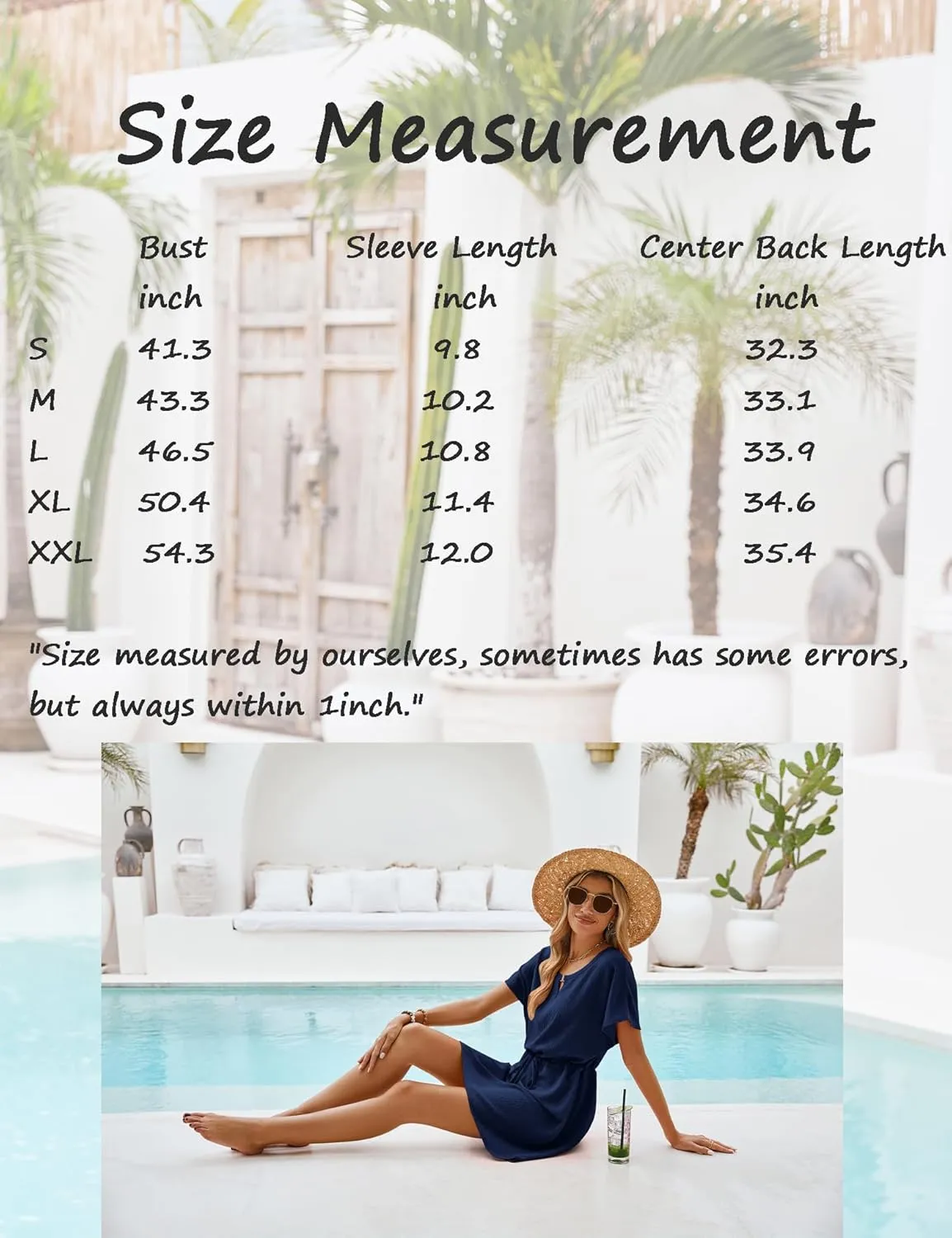 Bluetime Women Casual Summer Swimsuit Coverup Bikini Beachwear Coverups Flowy Short Sleeve Beach Dress