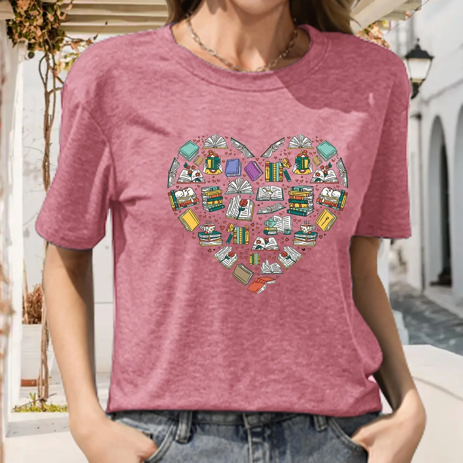Bookish Gifts for Women Reading Shirts for Women I Love Books Tshirt Book Lovers Graphic Tee Tops