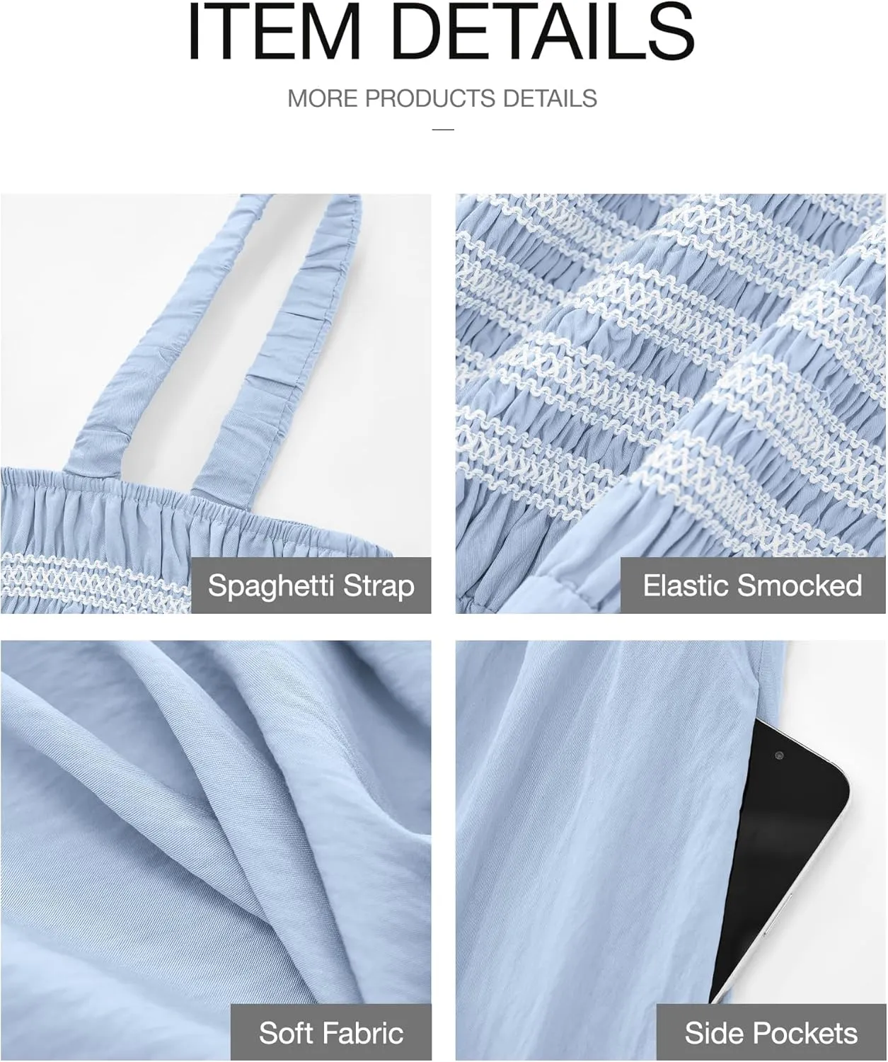 BTFBM Summer Midi Dresses for Women 2025 Spring Sleeveless Square Neck Smocked Flowy Long Beach Vacation Sundress Pocket