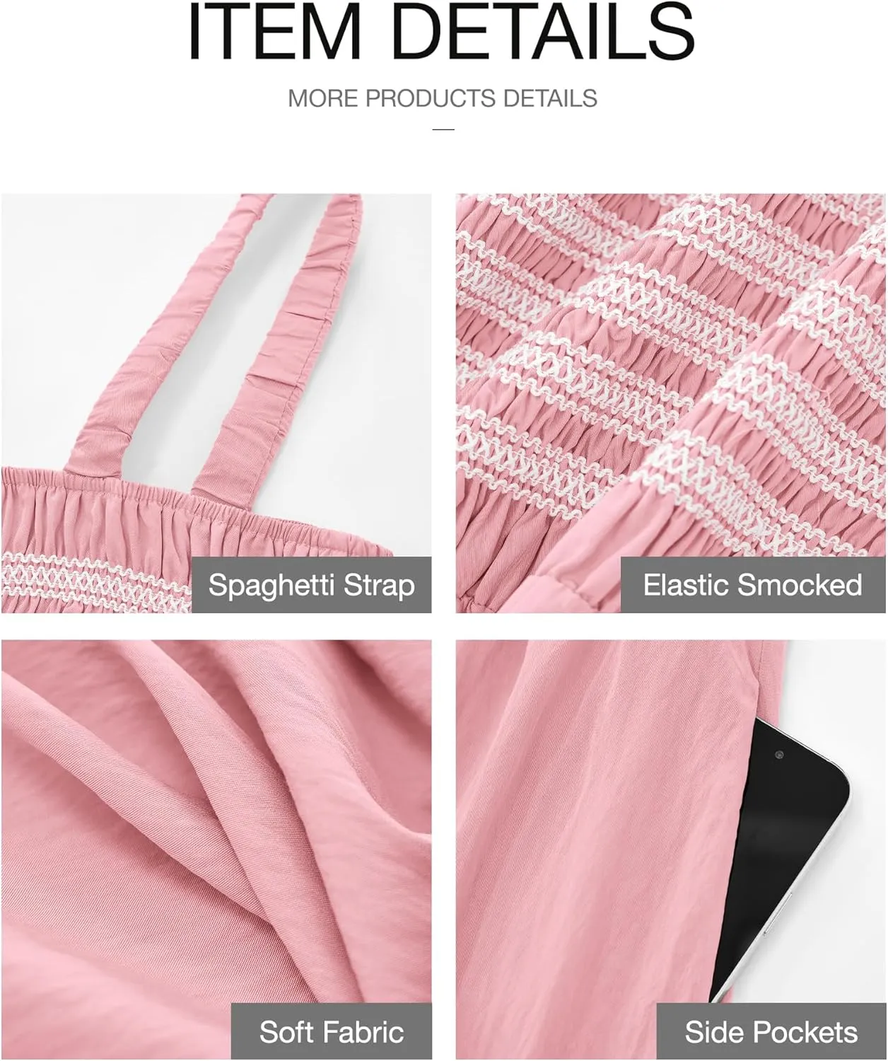 BTFBM Summer Midi Dresses for Women 2025 Spring Sleeveless Square Neck Smocked Flowy Long Beach Vacation Sundress Pocket