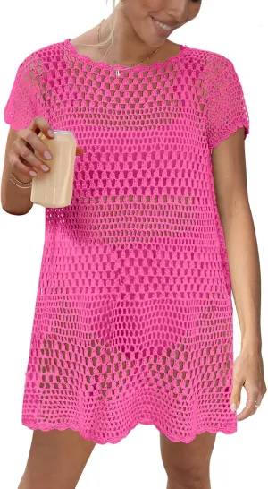 Caracilia Women Swimsuit Coverup Crochet Bathing Suit Cover Ups for Swimwear Swim Summer Bikini Beachwear Beach Dress