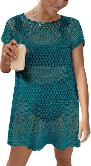 Caracilia Women Swimsuit Coverup Crochet Bathing Suit Cover Ups for Swimwear Swim Summer Bikini Beachwear Beach Dress