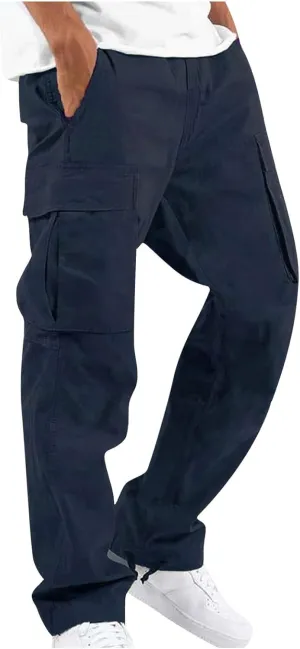 Cargo Pants for Men Baggy Elastic Waist Drawstring Pants with Multi Pockets Fashion Sweatpants 2024 Joggers Trousers