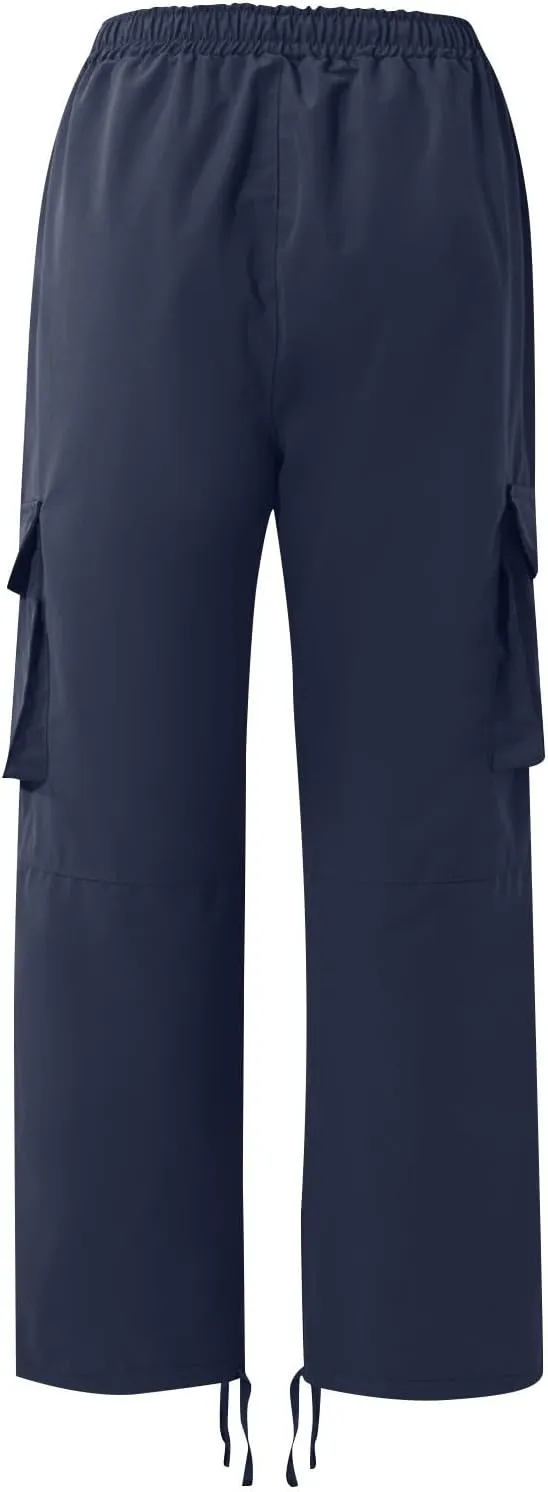 Cargo Pants for Men Baggy Elastic Waist Drawstring Pants with Multi Pockets Fashion Sweatpants 2024 Joggers Trousers