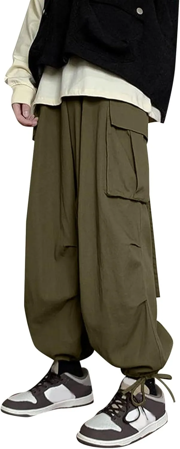 Cargo Pants for Men Big and Tall, Cotton Thick Workout Jogging Athletic Tapered Pants with Pockets Men's Heavy Weight