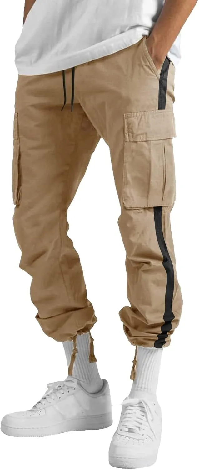 Cargo Pants for Men Big and Tall Elastic Waist Jogger Sports Pants Drawstring Sports Trousers Joggers for Men Sports