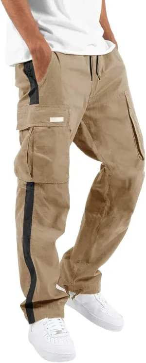 Cargo Pants for Men Big and Tall Elastic Waist Jogger Sports Pants Drawstring Sports Trousers Joggers for Men Sports