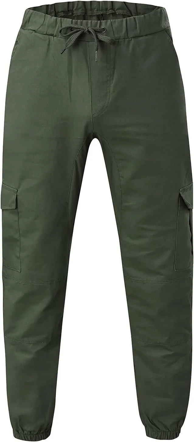 Cargo Pants for Men Big and Tall Men's Heavyweight Fleece Cargo Sweatpants Stretch Elastic Waist Jogger Sports Pants