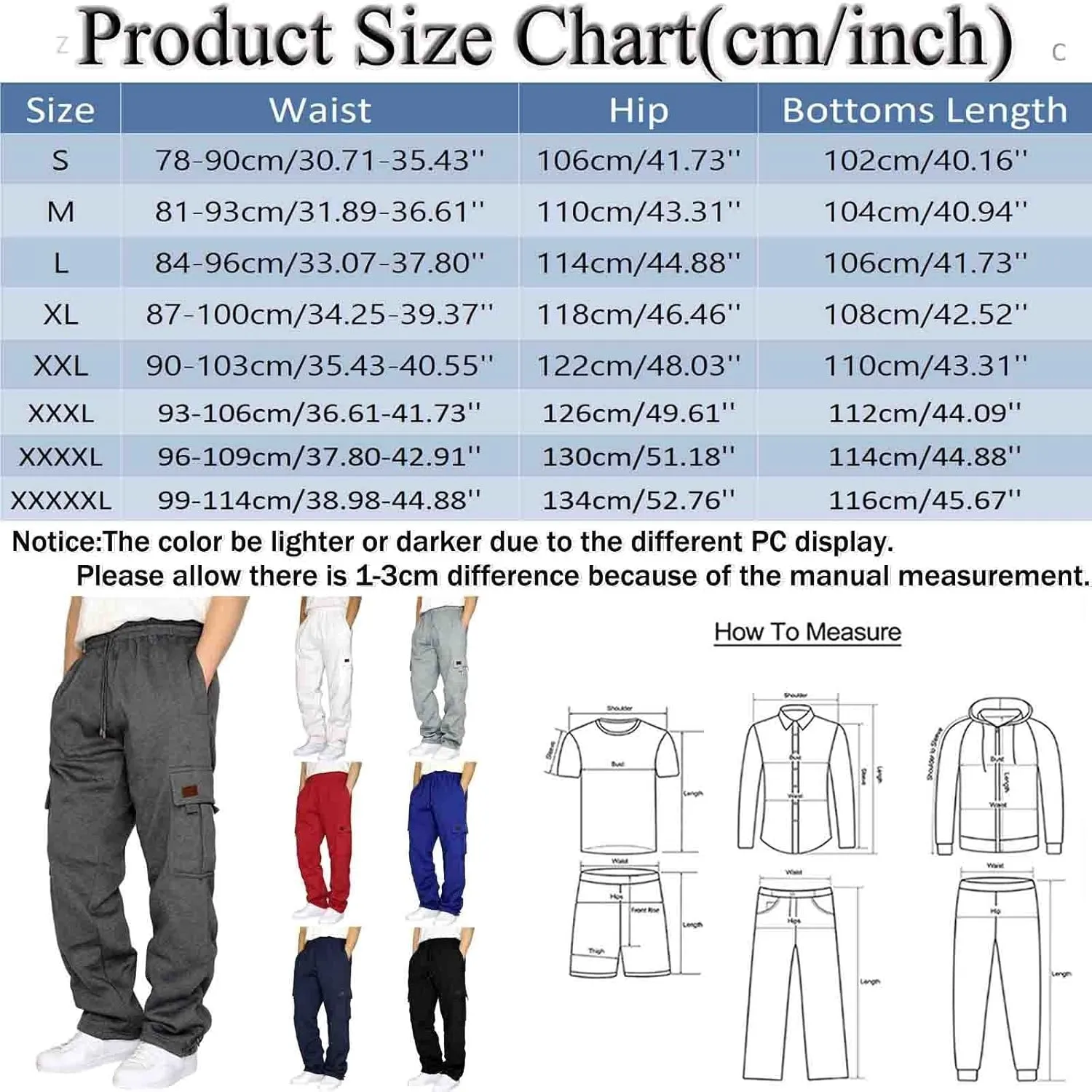 Cargo Pants for Men, Mens Active Athletic Workout Jogger Sweatpants for Men with Pockets and Elastic Waist Pants for Hiking