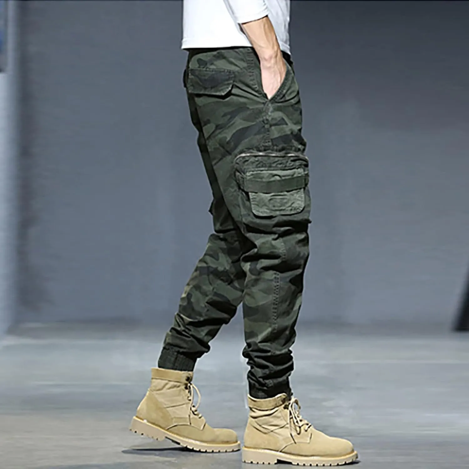 Cargo Pants for Men Relaxed Fit Casual Lightweight Elastic Waist Drawstring Beach Pants for Men Jogger Yoga Trousers