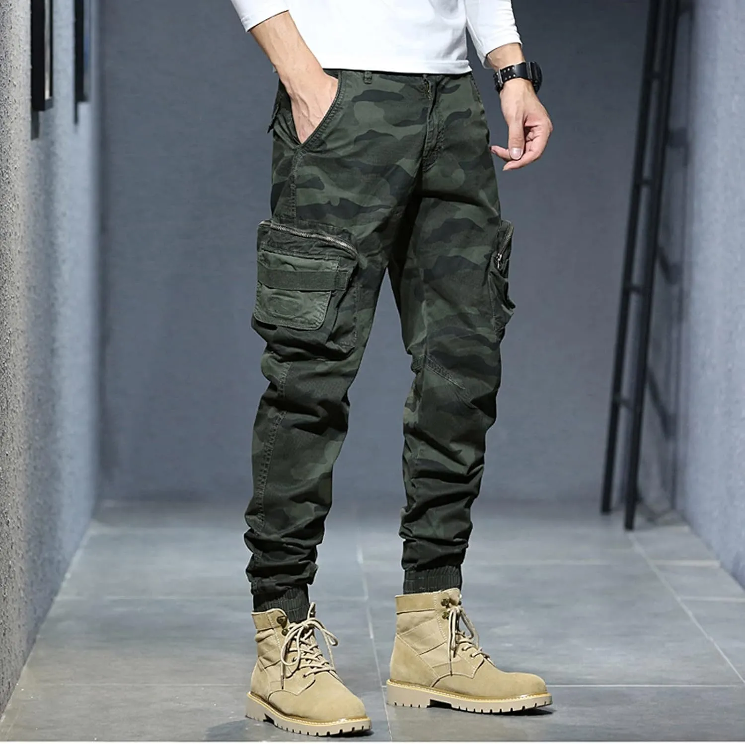 Cargo Pants for Men Relaxed Fit Casual Lightweight Elastic Waist Drawstring Beach Pants for Men Jogger Yoga Trousers