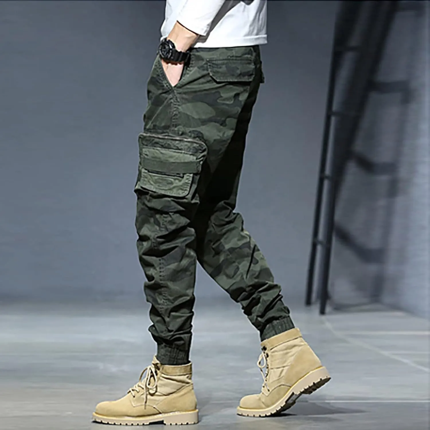 Cargo Pants for Men Relaxed Fit Casual Lightweight Elastic Waist Drawstring Beach Pants for Men Jogger Yoga Trousers