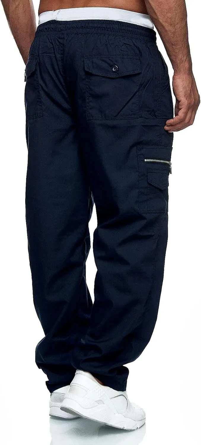 Cargo Pants for Men Relaxed Fit Gym Pants Men Joggers Sweatpants Slim Fit Workout Cotton Pants with Elastic Waistband