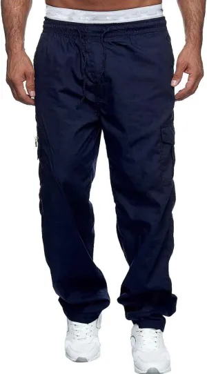 Cargo Pants for Men Relaxed Fit Gym Pants Men Joggers Sweatpants Slim Fit Workout Cotton Pants with Elastic Waistband