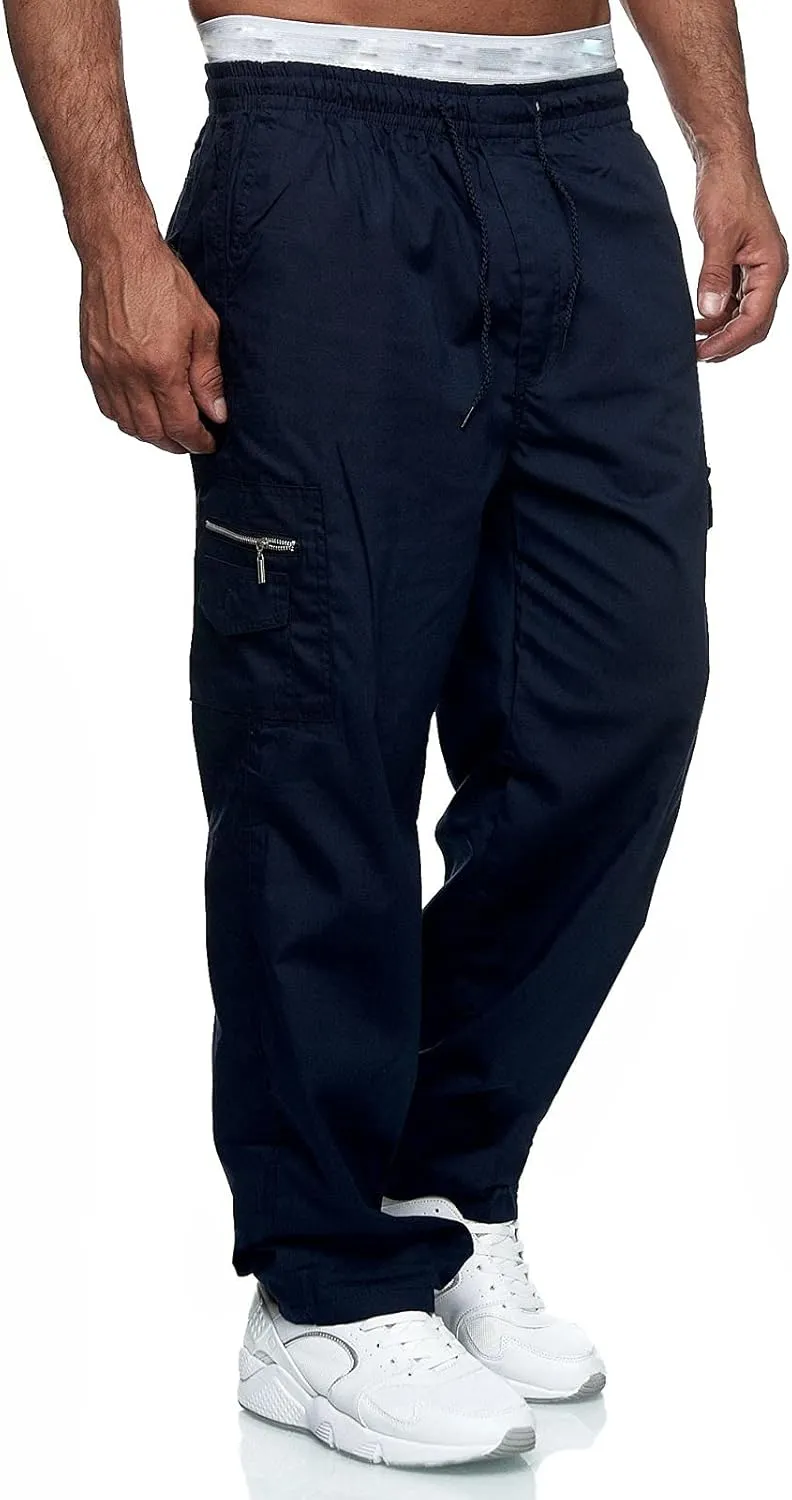 Cargo Pants for Men Relaxed Fit Gym Pants Men Joggers Sweatpants Slim Fit Workout Cotton Pants with Elastic Waistband
