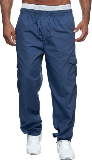 Cargo Pants for Men Relaxed Fit Gym Pants Men Joggers Sweatpants Slim Fit Workout Cotton Pants with Elastic Waistband