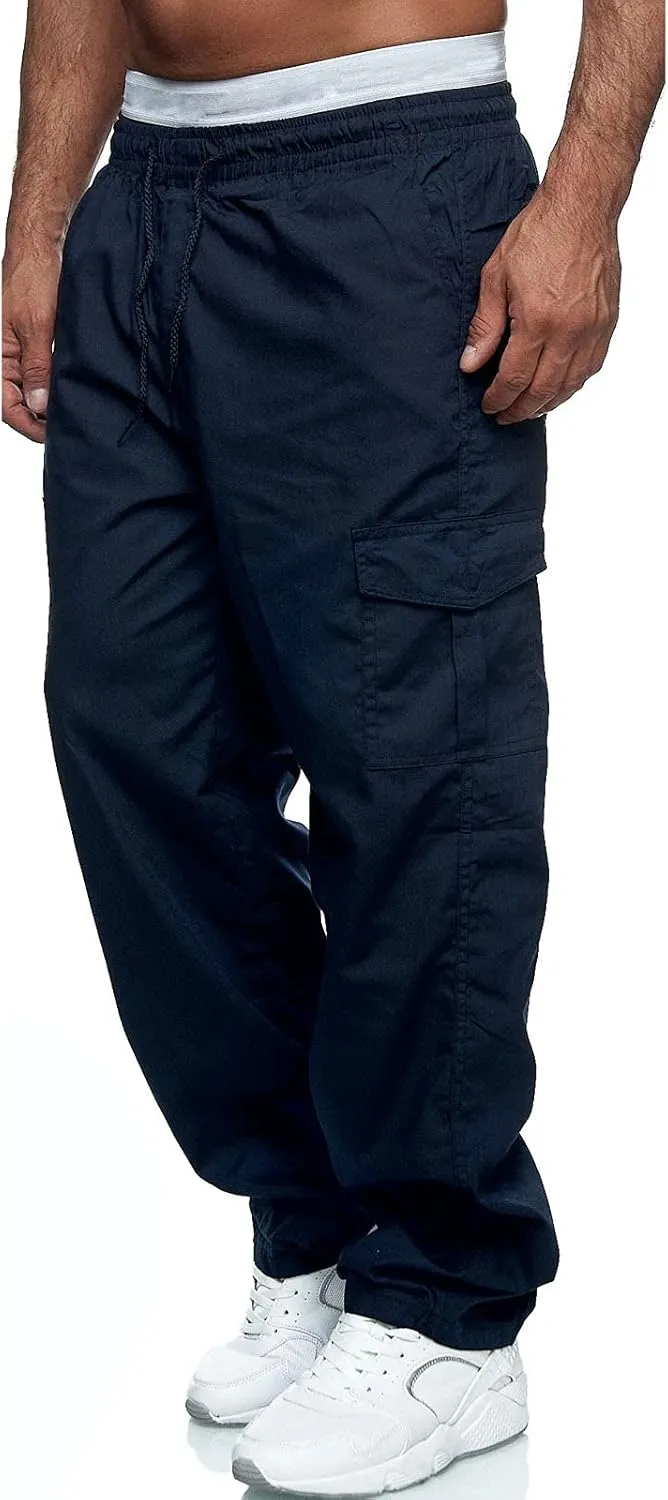 Cargo Pants for Men Relaxed Fit Gym Pants Men Joggers Sweatpants Slim Fit Workout Cotton Pants with Elastic Waistband