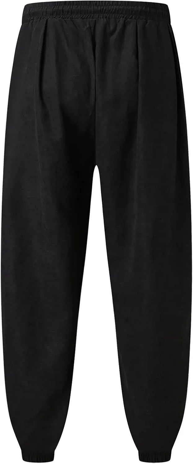 Cargo Pants for Men Relaxed Fit Hiking Outdoor Men's Heavyweight Fleece Cargo Sweatpants Stretch Elastic Waist Baggy