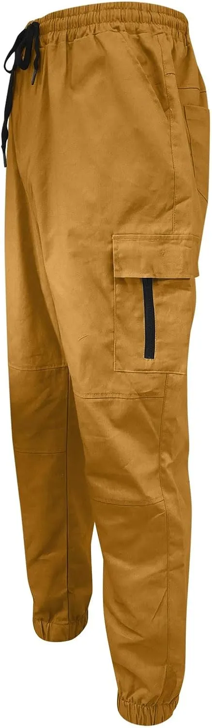 Cargo Pants for Men Work Work Pants Wild Drawstring Sports Jogger with Pockets Long Pants Men's Slim Fit Gym Running