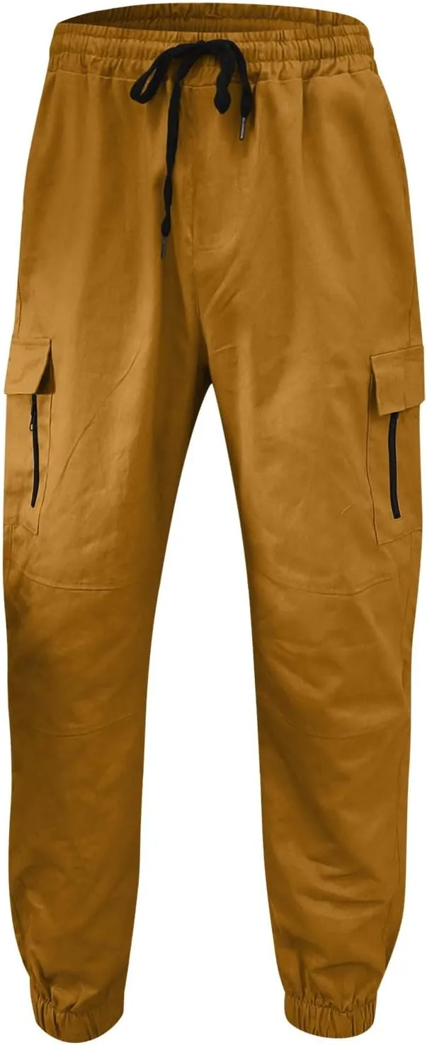 Cargo Pants for Men Work Work Pants Wild Drawstring Sports Jogger with Pockets Long Pants Men's Slim Fit Gym Running