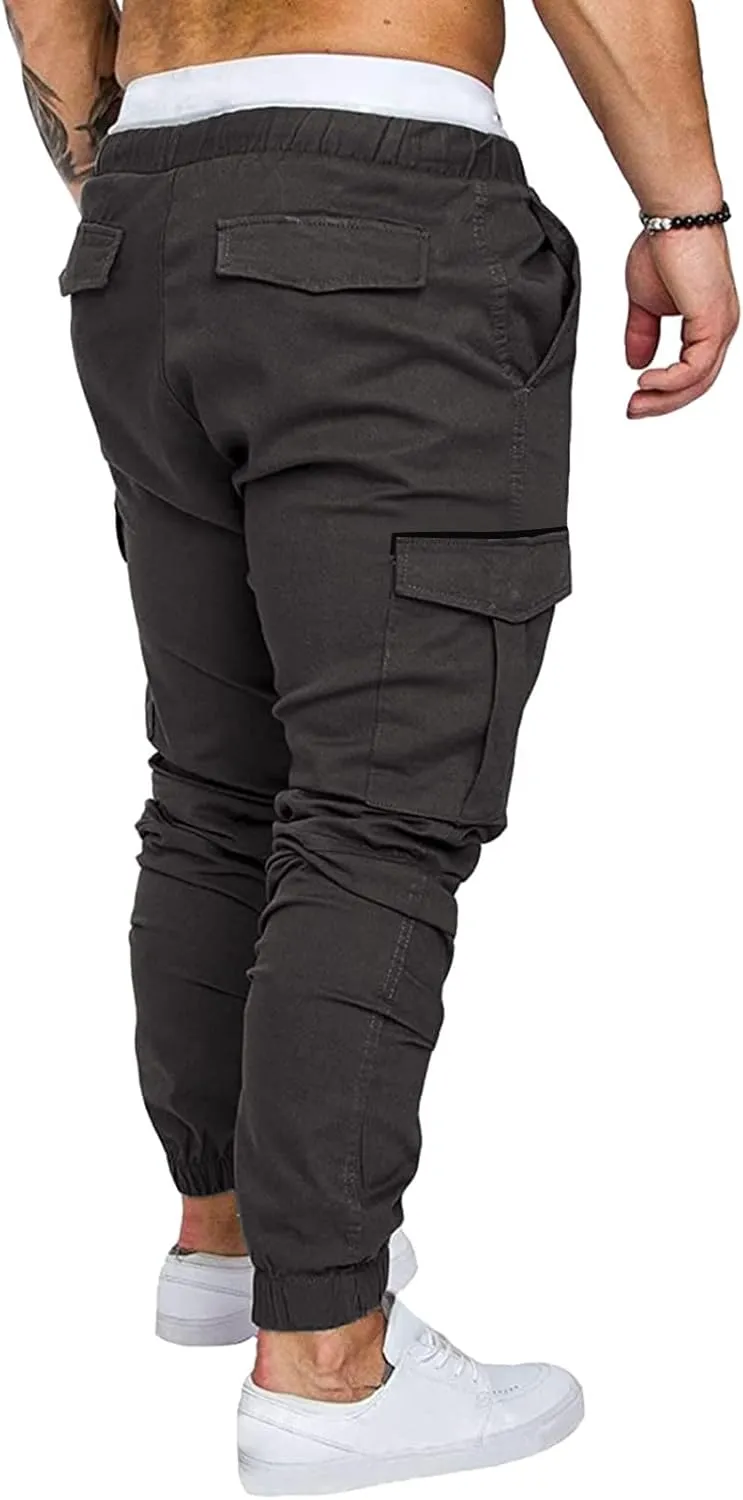 Cargo Sweatpants for Men Adjustable Bungee Cord Open Bottom Cargo Pants for Men Casual Mens Cargo Pants Mens Hiking