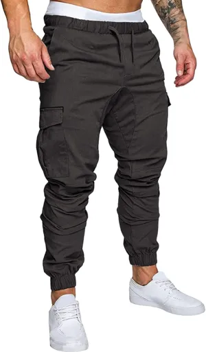 Cargo Sweatpants for Men Adjustable Bungee Cord Open Bottom Cargo Pants for Men Casual Mens Cargo Pants Mens Hiking