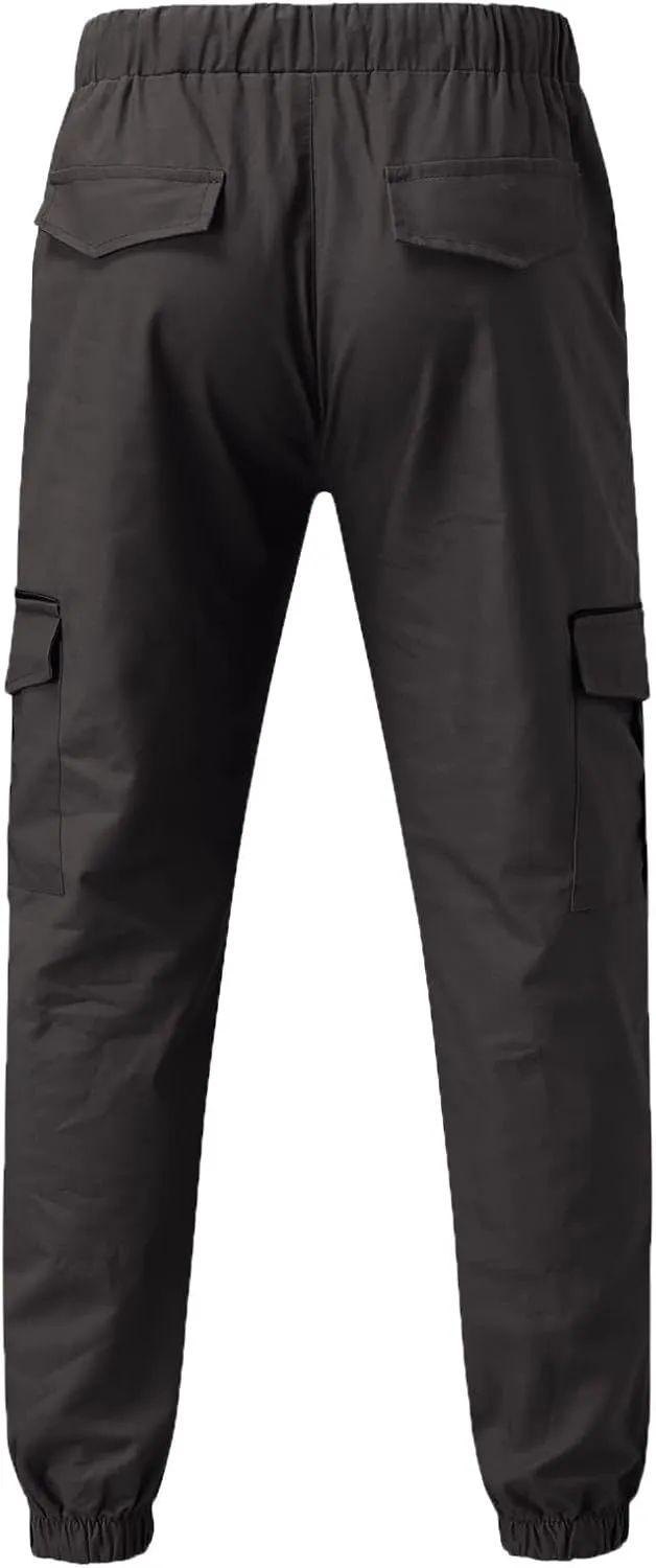 Cargo Sweatpants for Men Adjustable Bungee Cord Open Bottom Cargo Pants for Men Casual Mens Cargo Pants Mens Hiking
