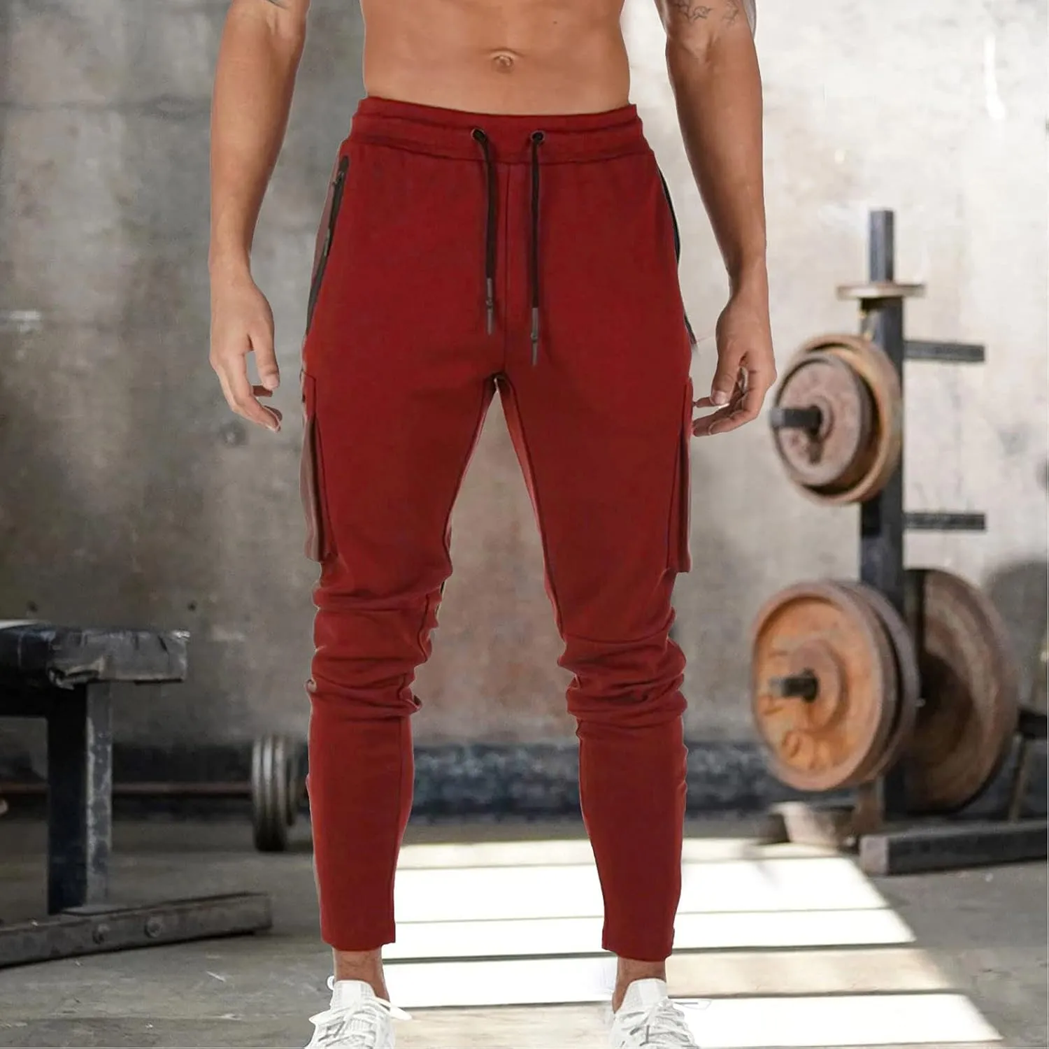 Cargo Sweatpants for Men Mens Lounge Pants Elastic Waist Jogger Sports Pants Drawstring Sports Trousers Men's Casual
