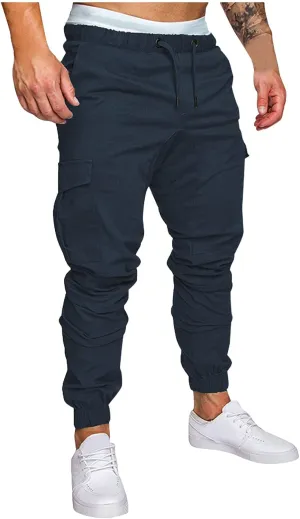 Cargo Trousers for Men Jogger Pants with Pockets Casual Mens Christmas Sports Workout Pants for Running Mens Jogger