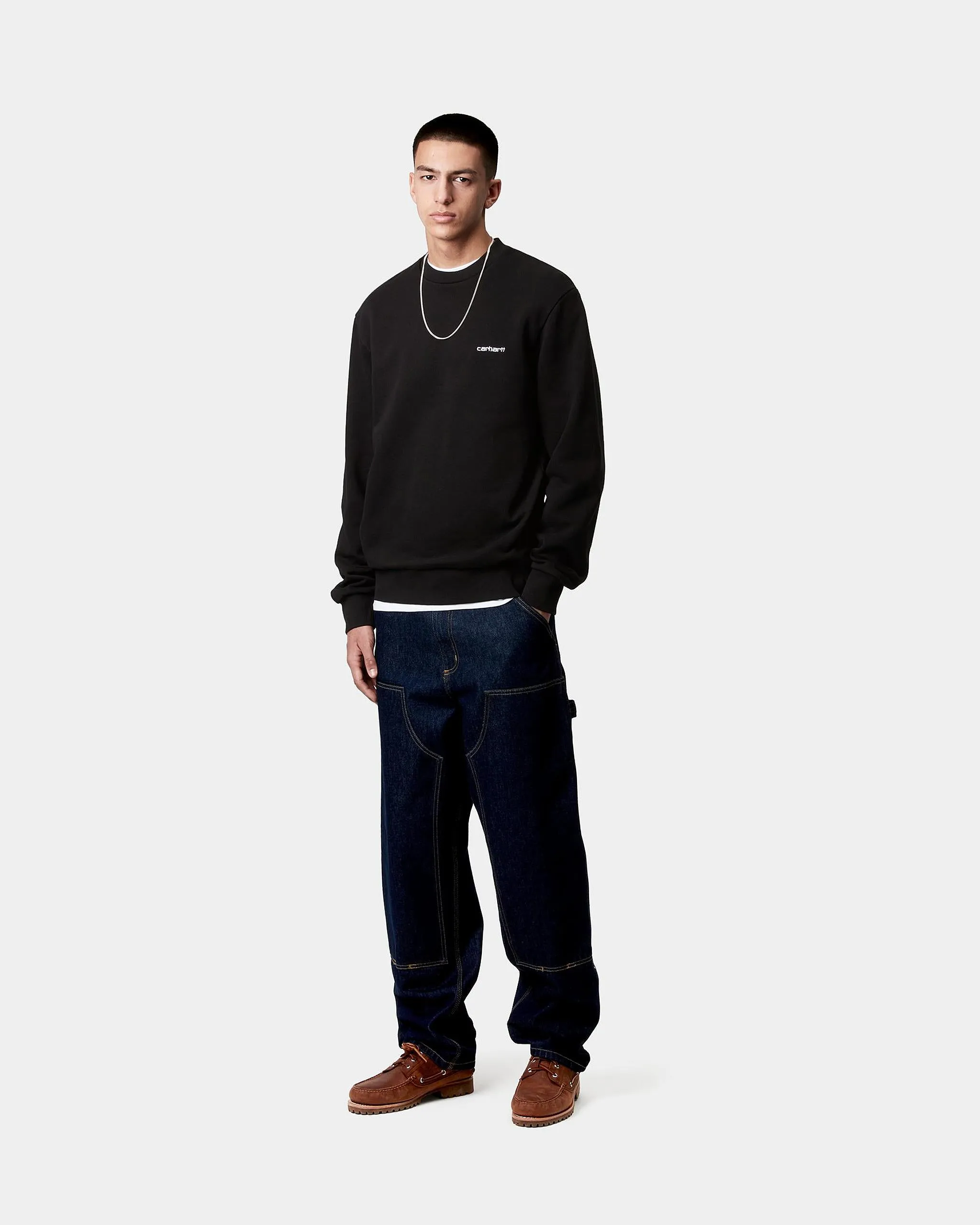 Carhartt WIP Script Embroidery Sweat - Black / White