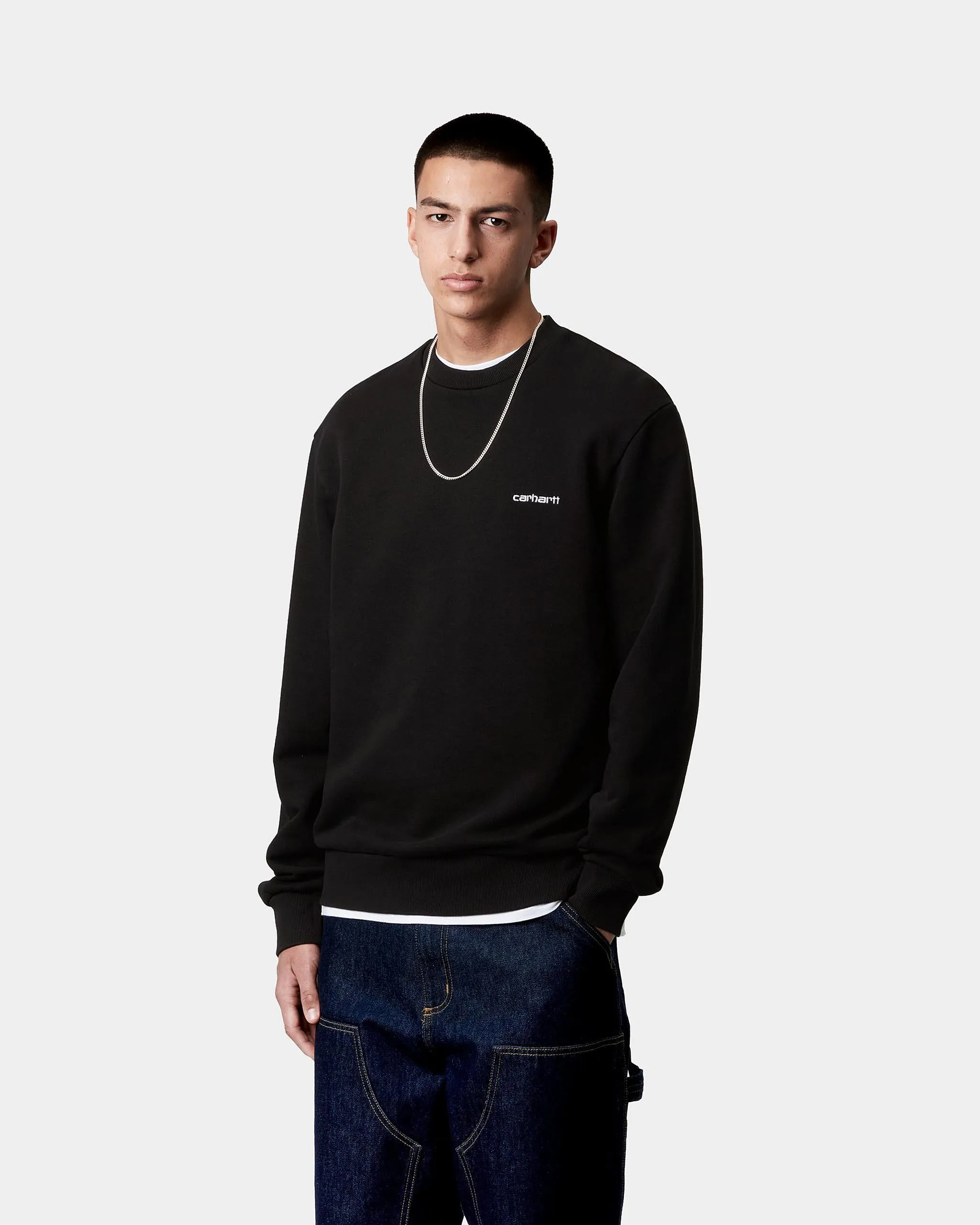 Carhartt WIP Script Embroidery Sweat - Black / White