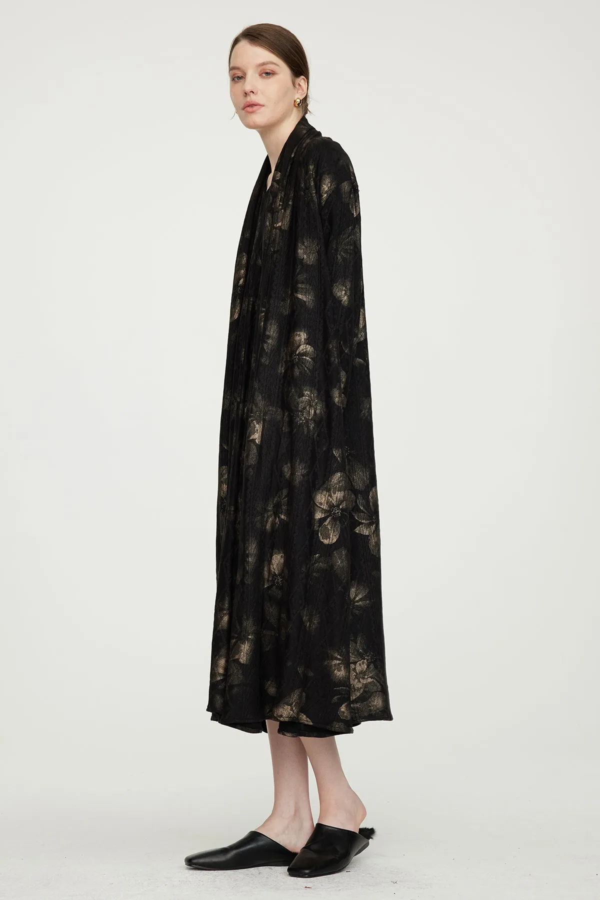 Casual Cozy Gold Flower Elegant Dress